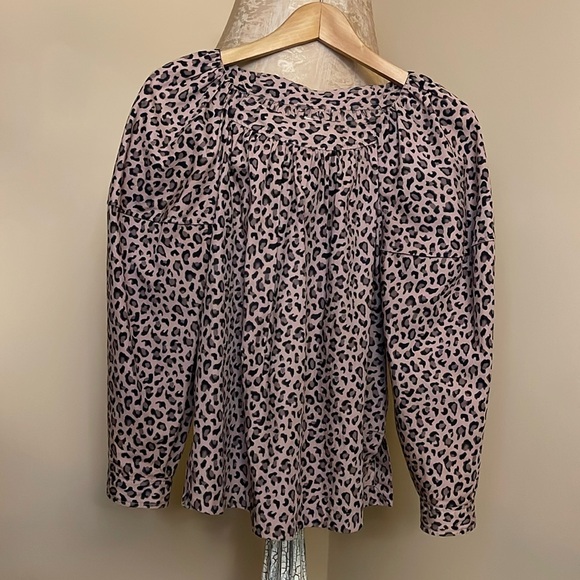 La Vie Rebecca Taylor Ocelot poplin top Size Small - Picture 5 of 17